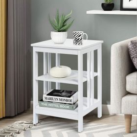 Set of 2 Multifunctional 3-Tier Nightstand Sofa Side Table with Reinforced Bars and Stable Structure (Color: White) Set of 2 Multifunctional 3-Tier Nightstand Sofa Side Table with Reinforced Bars and Stable Structure (Color: White)